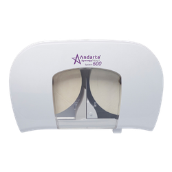 White paper towel dispenser with logo