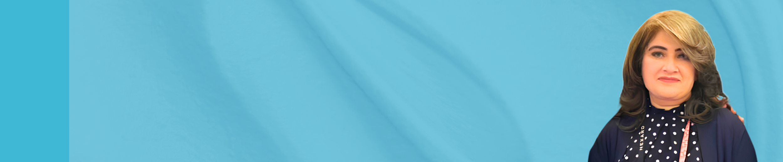 Woman against a blue background.