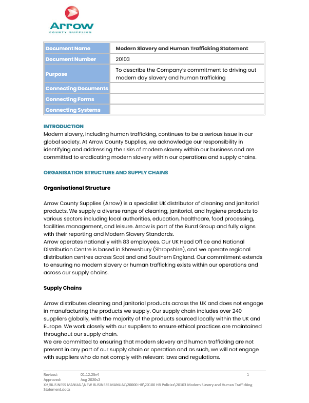 Modern slavery statement p1
