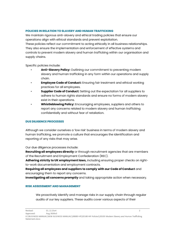 Modern slavery statement p2