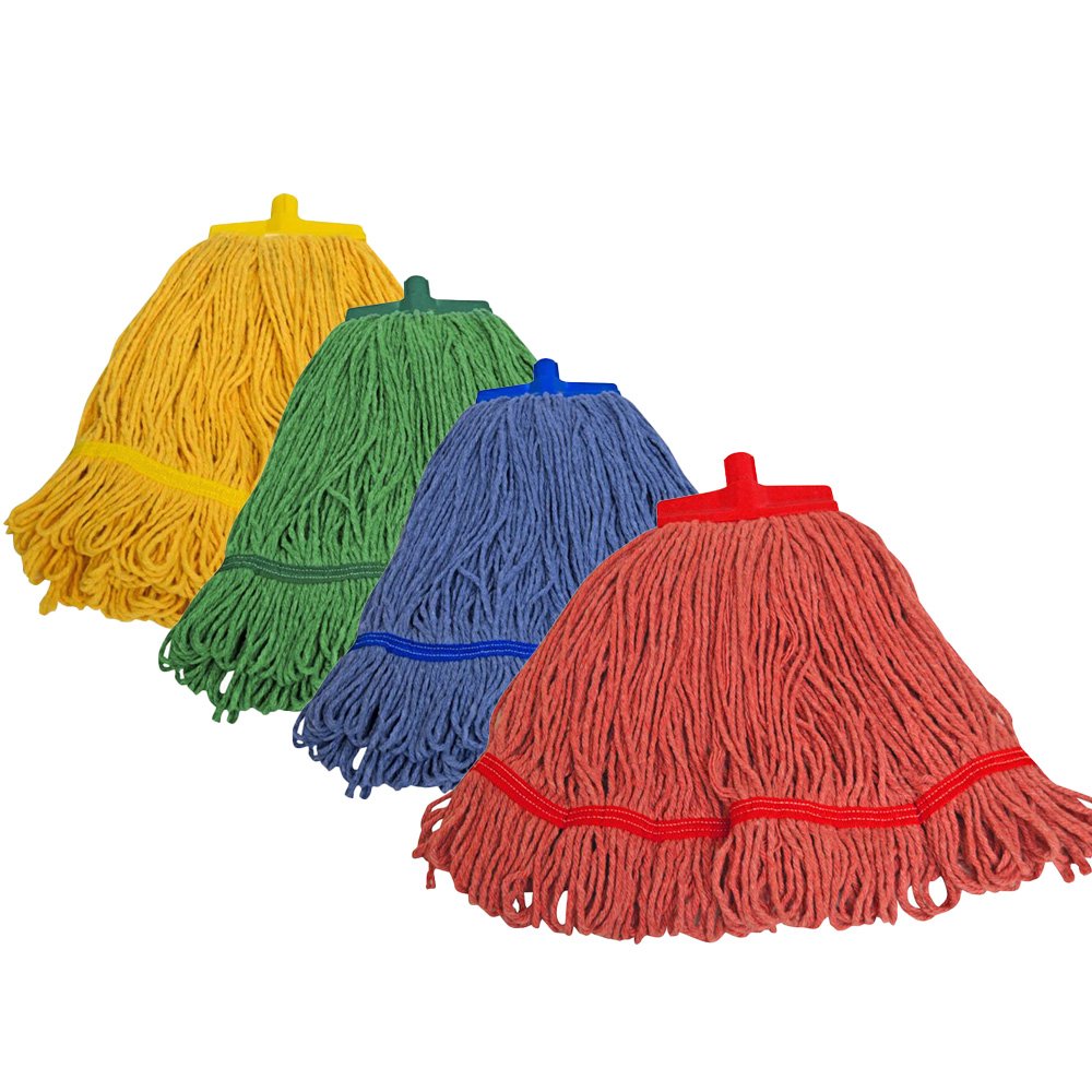 Andarta 12oz Looped Stayflat Mix Blend Mop c/w Scourer - Coloured Yarn and Band 2 Andarta 12oz Looped Stayflat Mix Blend Mop c/w Scourer - Coloured Yarn and Band