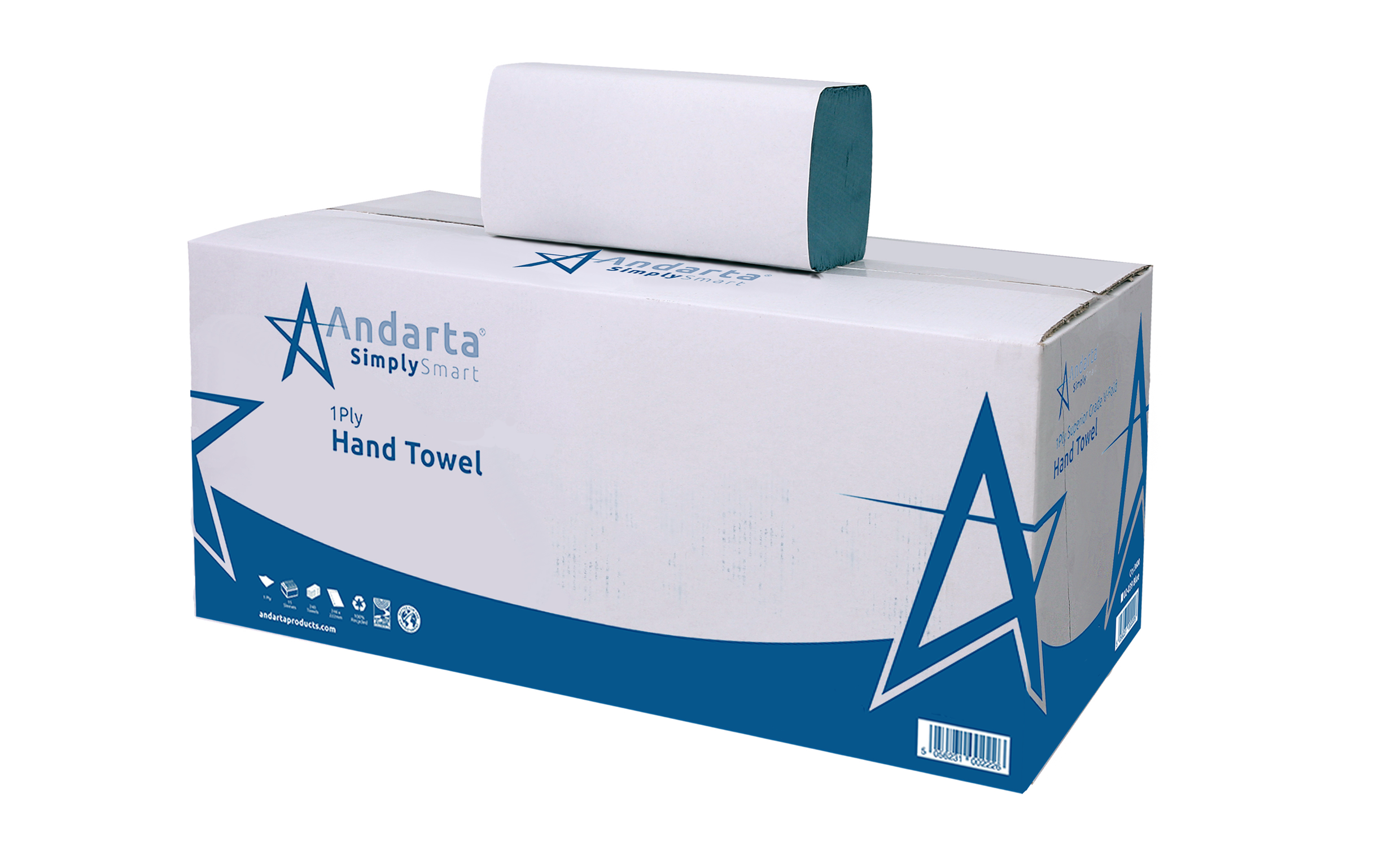 Andarta Towel 600 1Ply Blue Hand Towel (Box 7200) 2 Andarta Towel 600 1Ply Blue Hand Towel (Box 7200)